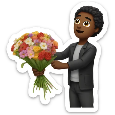 Michael bringing flowers sticker