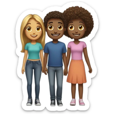 Group of Friends with one boy & three girls sticker