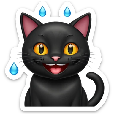 emoji de gatto negro riéndose con lagrimas 😹 sticker