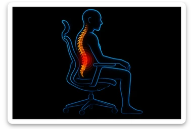 ergonomic chair supporting spine in every position, premium design, black solid background (Inspire style graphic i send you) sticker
