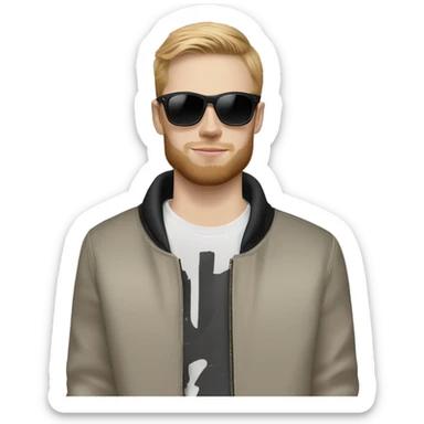 23y old white guy with beard and oakley sunglasses, balenciaga, louis vittoun sticker