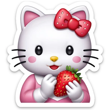 Hello kitty eating strawbrrry sticker