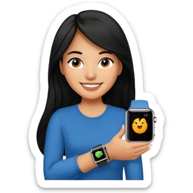mujer cabello negro largo con apple watch en su muñeca sticker