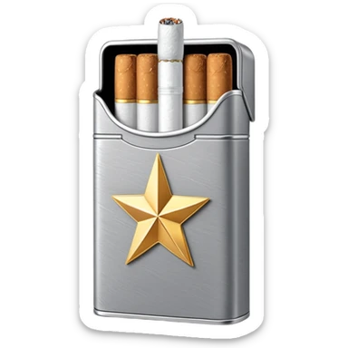 7 stars grey shining cigaret pack with a few cigaret inside sticker
