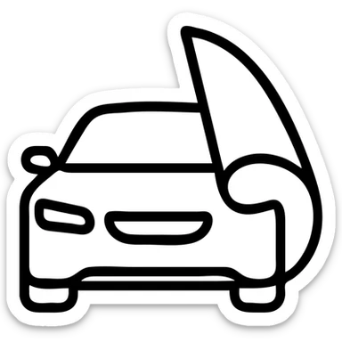 outlined icon of a premium glossy black car, part covered by a rolled light gray transparent film, clean lines, modern look, curved film effect sticker