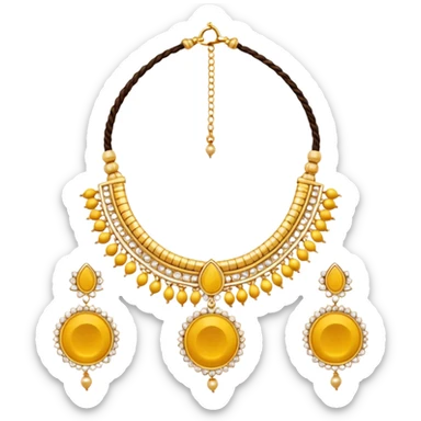 
Yellow thread necklace with two gold pendants, traditional Indian wedding thali sticker