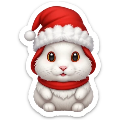 white rabbit in christmas hat sticker