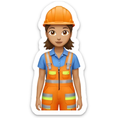 woman in orange hi vis overalls standing sticker