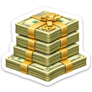 stack of money emoji,
cute emoji style, mobile game emoji,
soft 3D look, smooth gradients,
white outline sticker style,
no background sticker