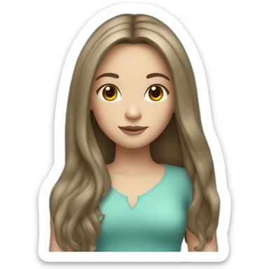 brunette with long hair and fair skin sticker