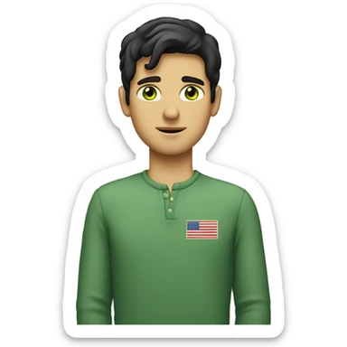 nostalgic white, green-eyed dark haired person reminiscing about their country.  sticker