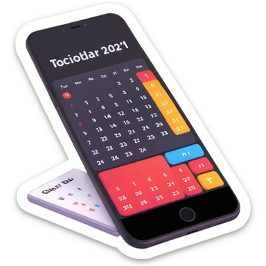 organization app on smartphone with calendar and to-do list sticker
