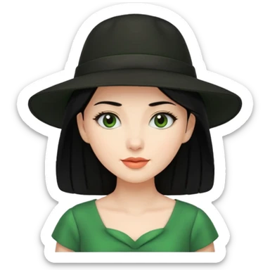 green dress black hair black hat sticker