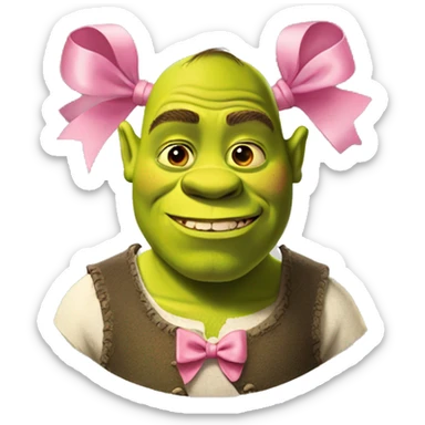 shrek with pink bow sticker