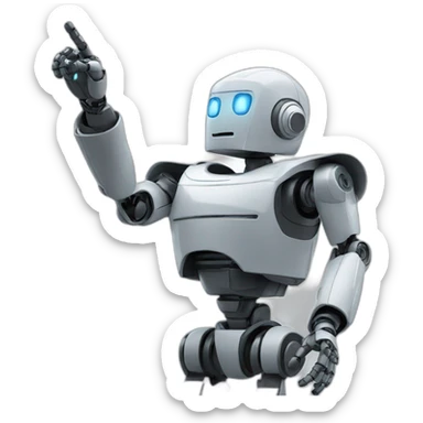 robot pointing to the sky above sticker