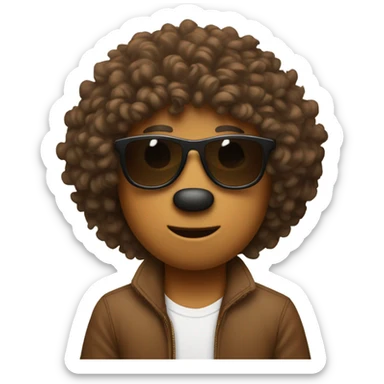 Brown doodle with light brown nose and curly hair with mini sunglasses on that are horizontally thin  sticker