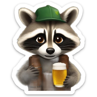 2 Raccoon in the Paulanergarten (Raccoon with Paulaner Beer) sticker