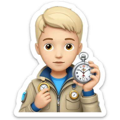 future Explorer with futuristic pocket watch sticker