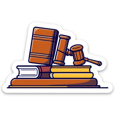 Gavel with law book sticker