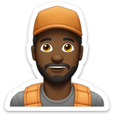 Black man wears a trucker outfit sticker