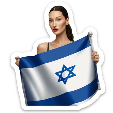 Bella hadid holding israel flag sticker