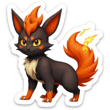 Darkrai-Torracat-Flareon-fusion with fiery horns and a Mohawk  sticker