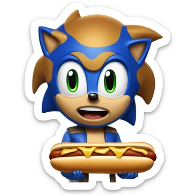 Sonic eating a chili cheese dog sticker