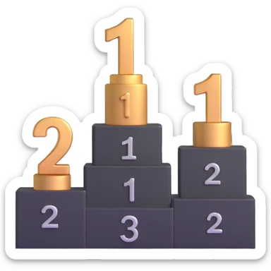 podium with gold 1st, silver 2nd, bronze 3rd positions and large numbers sticker