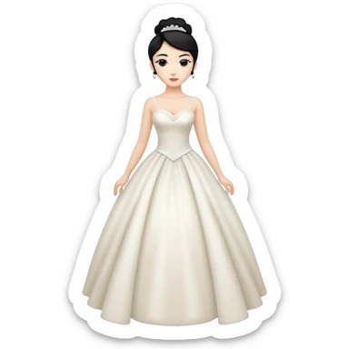 Chica blanca,cuerpo entero, vestido boda sexy, pelo negro y recogido sticker