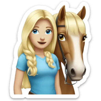 blond blue eyed girl with horse sticker