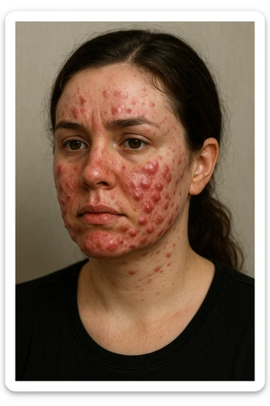 donna con pcos, con acne cistica infiammata e profonda sticker