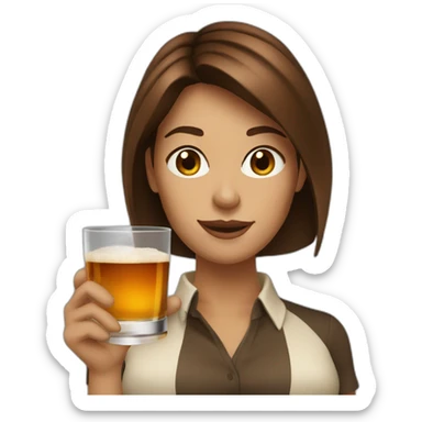 Woman brown hair drink whisky sticker