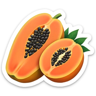 papaya fruit, whole and sliced, bright colors sticker