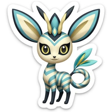 zig-zag-patterned tribal tropical hot spotted striped Meloetta-Glaceon-Giratina-Noibat-Pokémon-Fakémon-fusion-hybrid-creature sticker