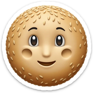 a single sesame seed, iOS emoji style, with subtle shadow sticker