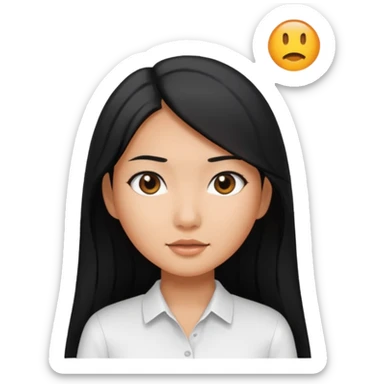 tanned asian girl with black long hair sticker