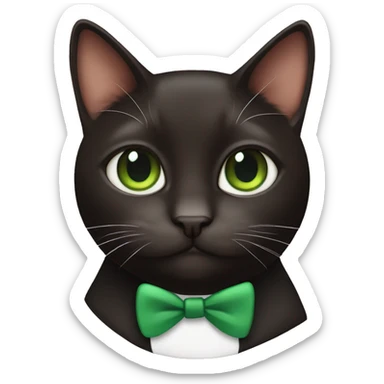 Cute Dark brown Tuxedo cat with green eyes sticker