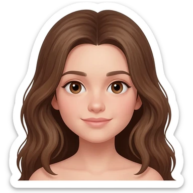 white girl with long brown curly/wavy hair and brown eyes sticker