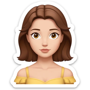 extremely simple belle headshot, shoulders and above only, minimal brown hair, very few details sticker