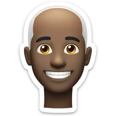 very attractive black bald head pretty white teeth smile  sticker