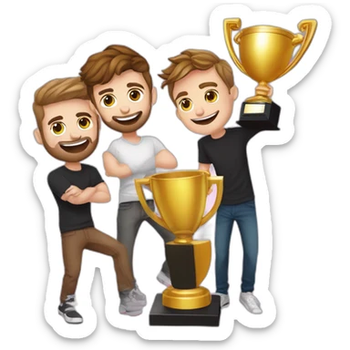 Squeezie, Cyprien,normand et tibo inshape plus le trophée 10million youtube sticker