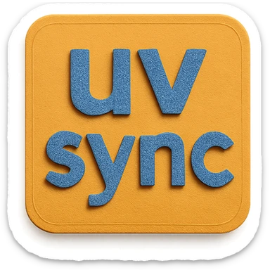 paper craft style sign with 'uv sync' cut-out letters sticker