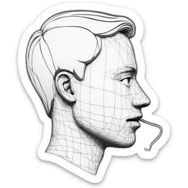 side profile of a black filled out head siluette that has speaker lines coming out of his mouth to resemble that he's talking sticker