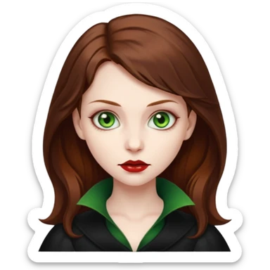 vampire girl with brown hair and green eyes sticker