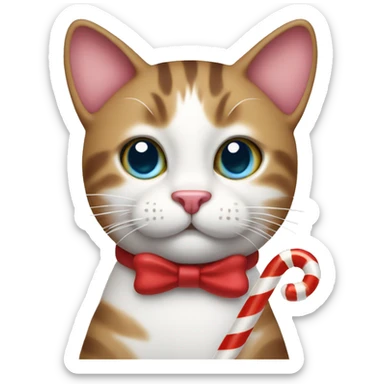 cat with candy cane  sticker