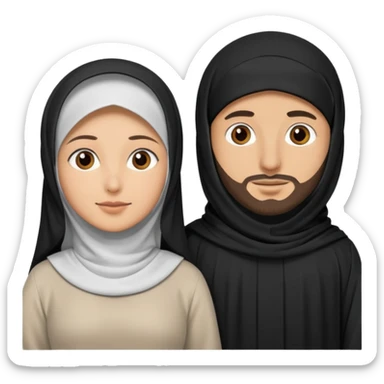muslim couple, man in thobe woman in burka sticker