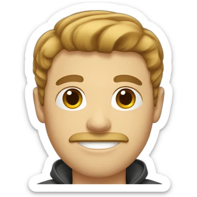 Guy with light brown hair and mustache sticker