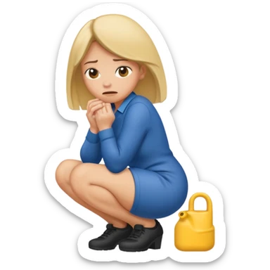 Woman squatting and pissing sticker