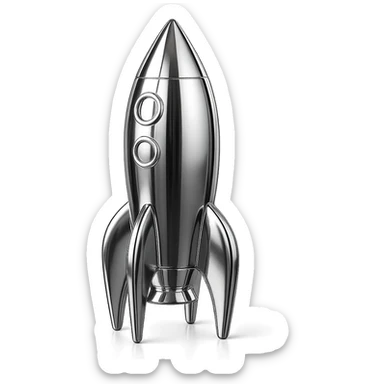 a rocket, chrome style sticker