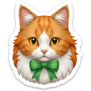 cat with green ribbon on ear sticker